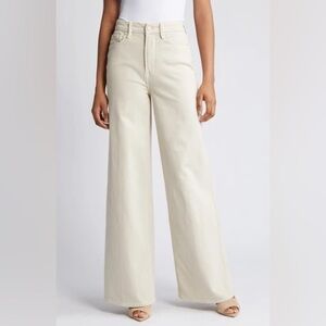 NWT Good American The Good Skate Wide Leg High Waist Jeans in Bone Size 15